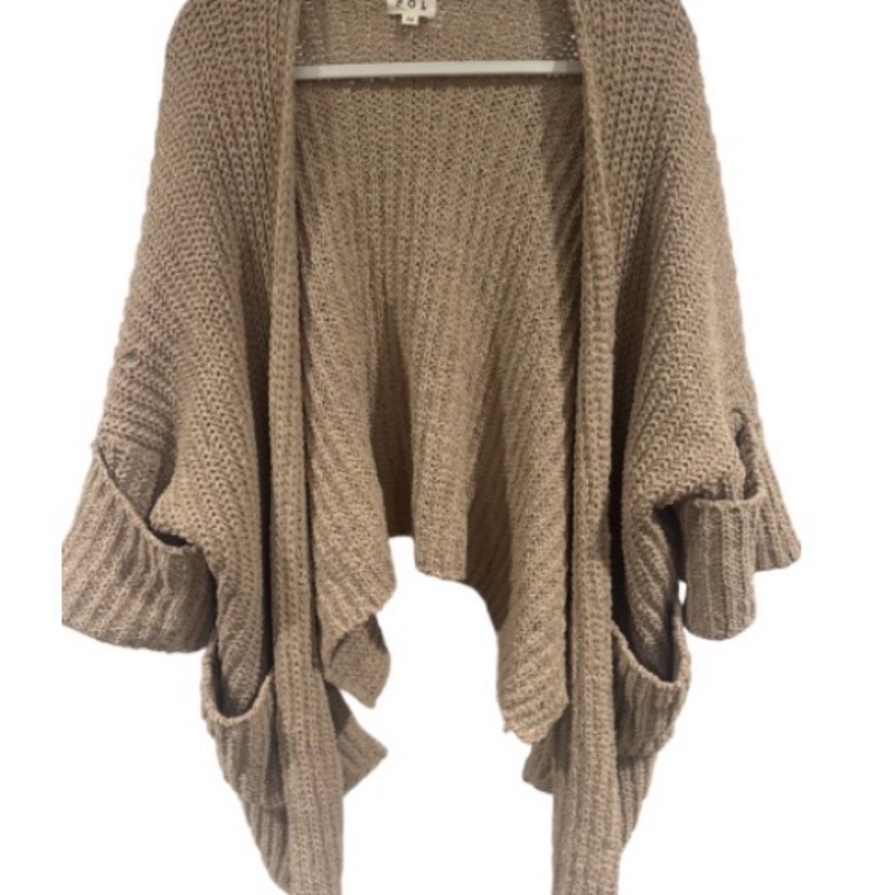 Pol open-Front Chunky Knit Cardigan Sweater - Taupe